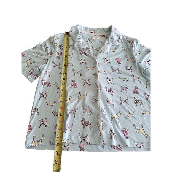 Beauty Sleep Social Dog Print Short Sleeve Notch Collar Pajama Shirt and Pajama - Picture 5 of 11